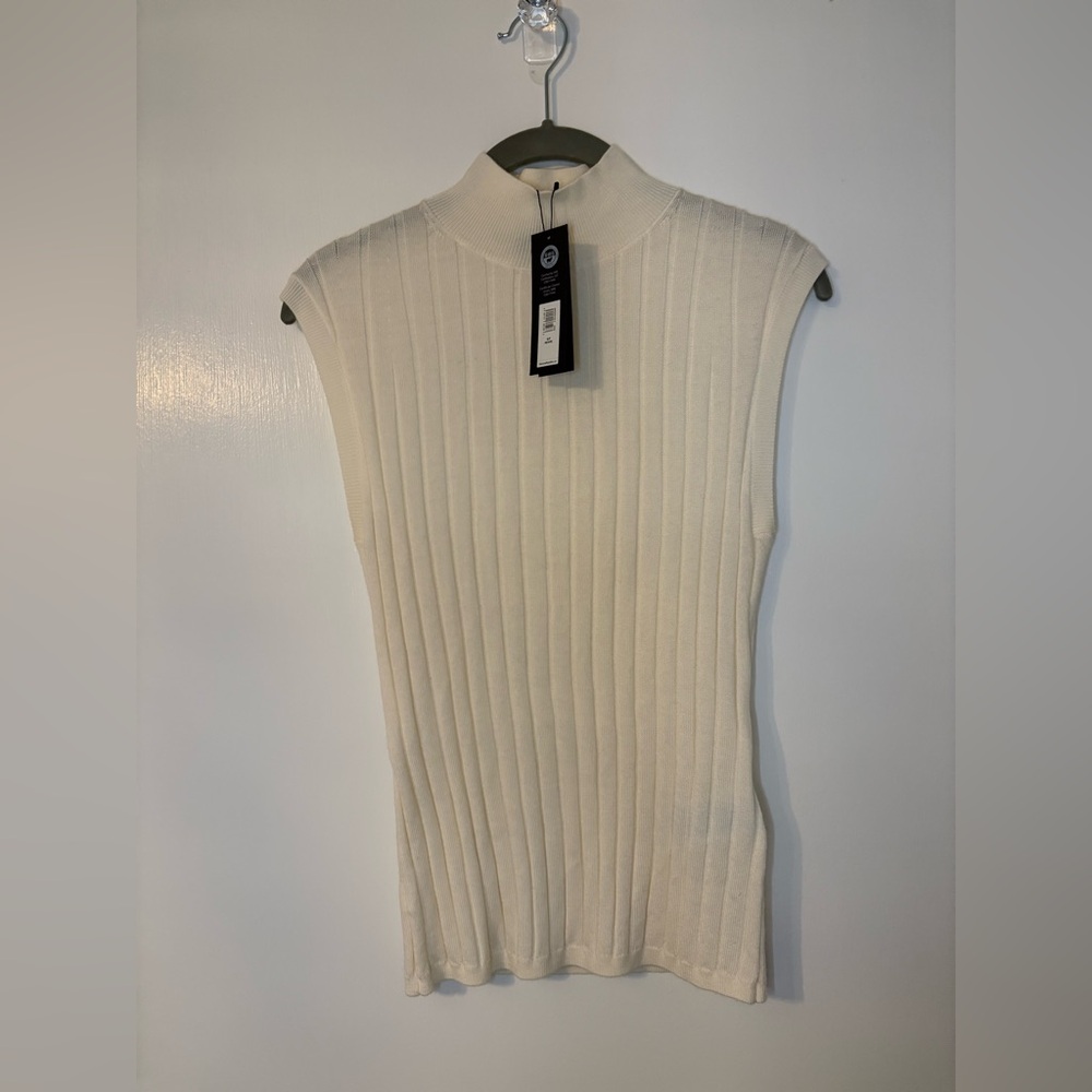 Banana Republic | Sleeveless Fine Knit Sweater | Cream | Small Petite